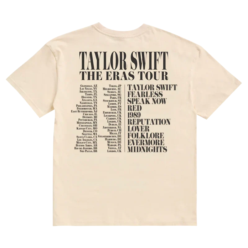 Taylor Swift The Eras International Tour Beige T-Shirt back