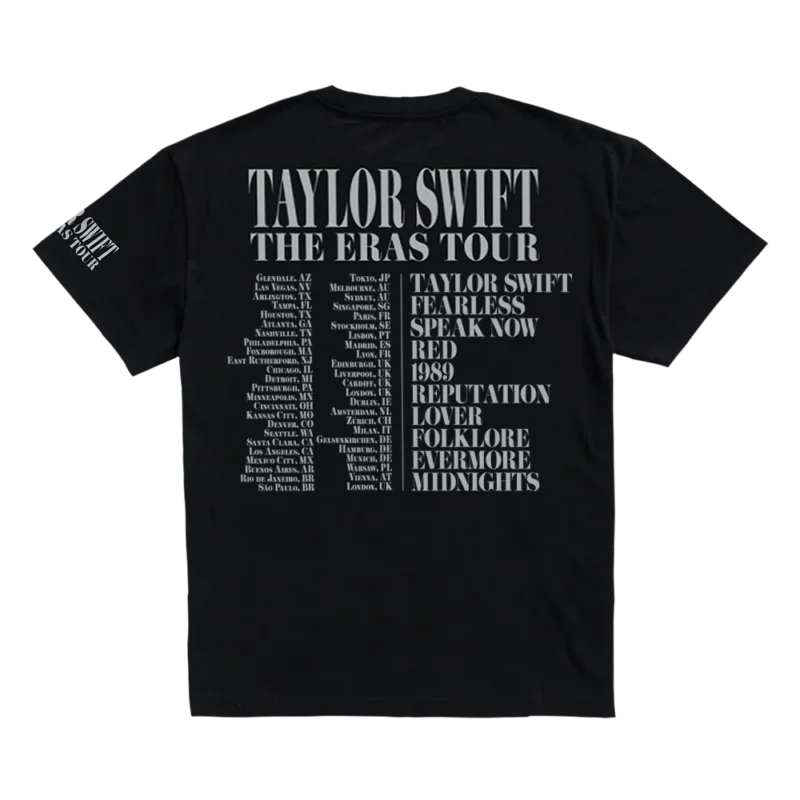 Taylor Swift The Eras International Tour Black T-Shirt back