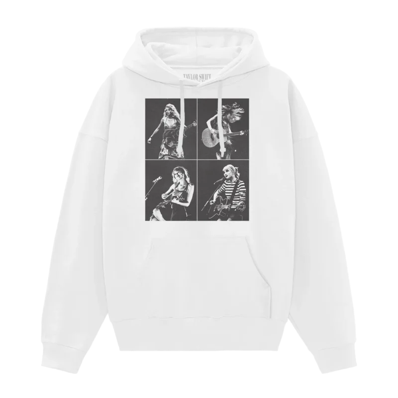 Taylor Swift The Eras Tour Collage White Hoodie